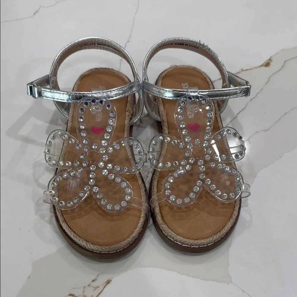 Steve Madden Girls' Silver Butterfly Rhinestone Sandals, Size 12